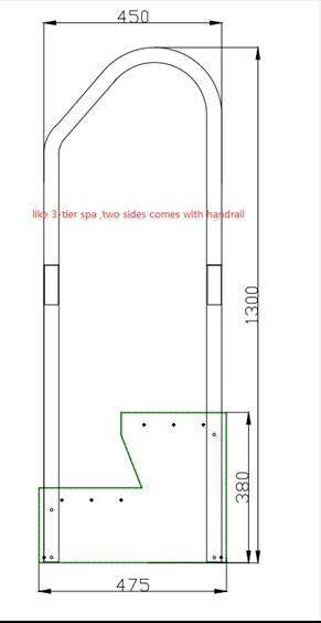 Spa 2 Tier Step with Dual Handrails Height 1.3M