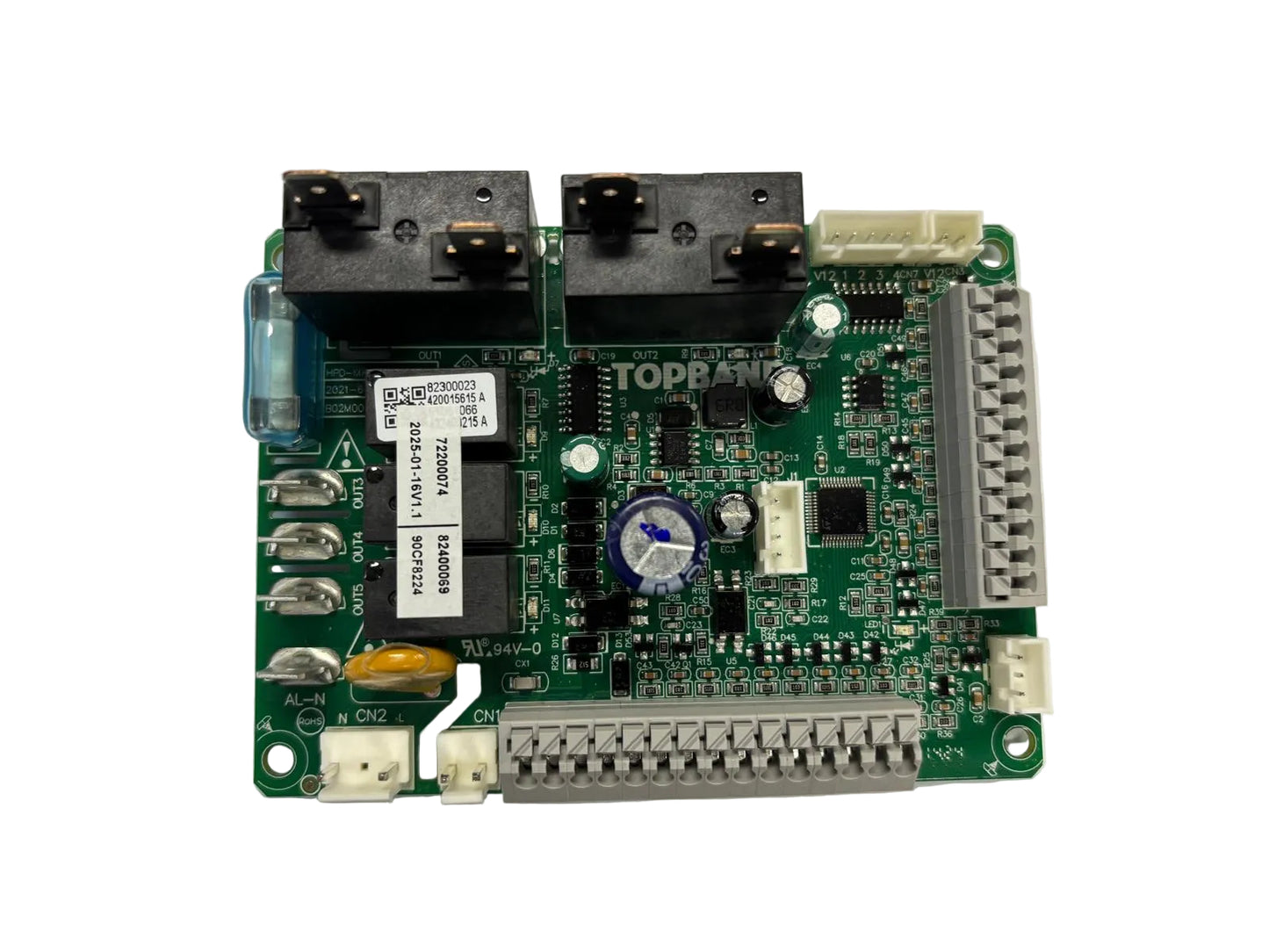 PCB control board replacement for PHNIX APUMHE spa and pool heat pump showing electronic components and connectors