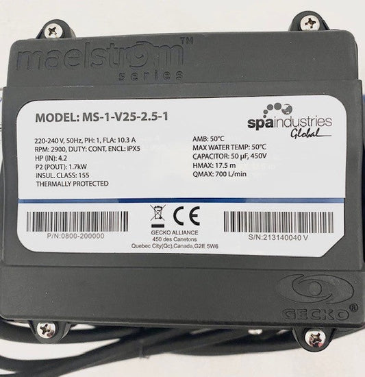 Gecko Pump 4.2HP 1SP 50Hz 3m Lead Amp Plug (Maelstrom Series replacing XP2e & XP3)