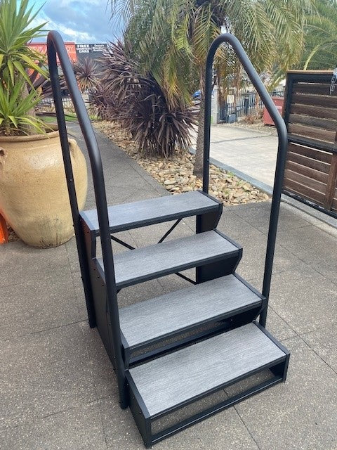 Swim Spa Steps 4 Tiers (Charcoal)- 2 Hand Rails included