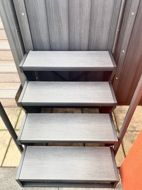 Swim Spa Steps 4 Tier Charcoal with Dual Hand Rails