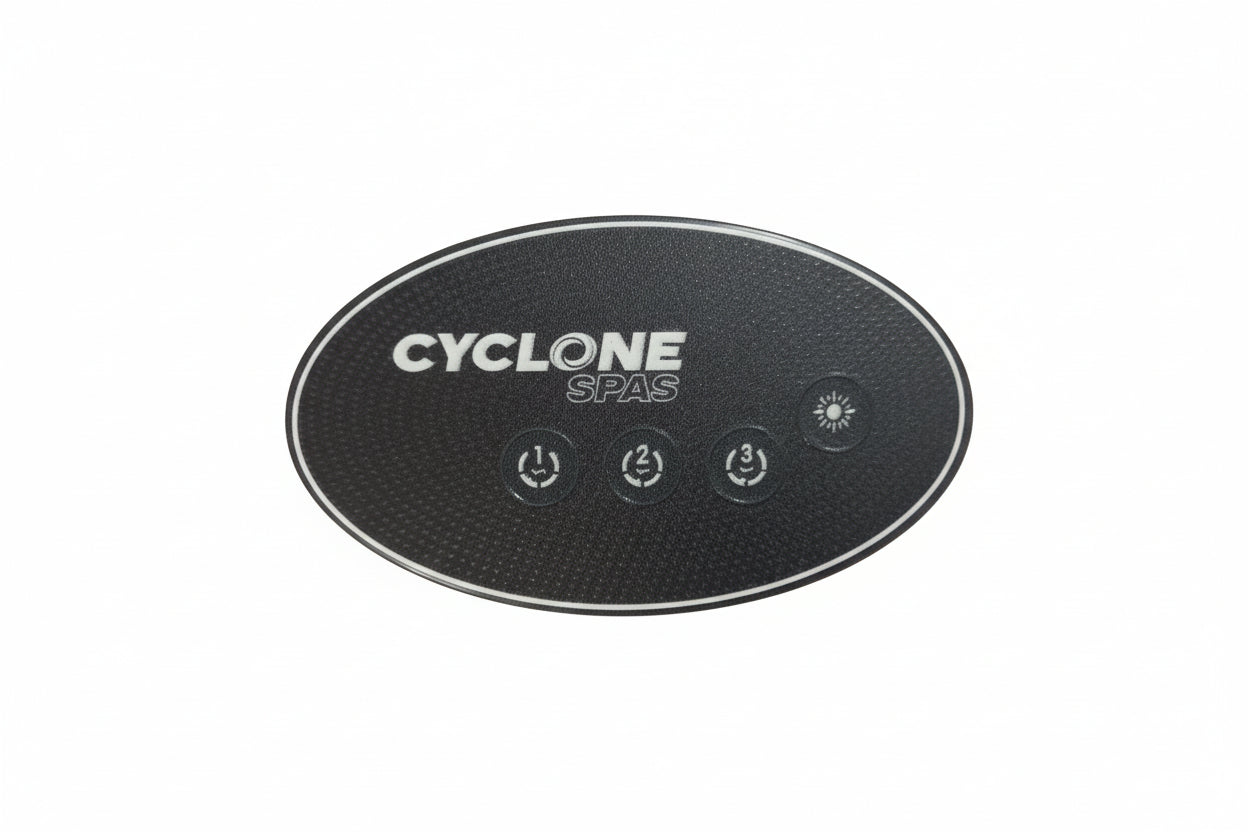 Cyclone‑style replacement overlay for the Gecko IN.K120 4‑button auxiliary control panel