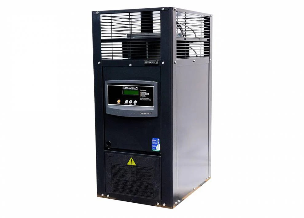 AstralPool HX120 natural gas pool and spa heater with electronic touch control panel and powder‑coated Australian‑made cabinet