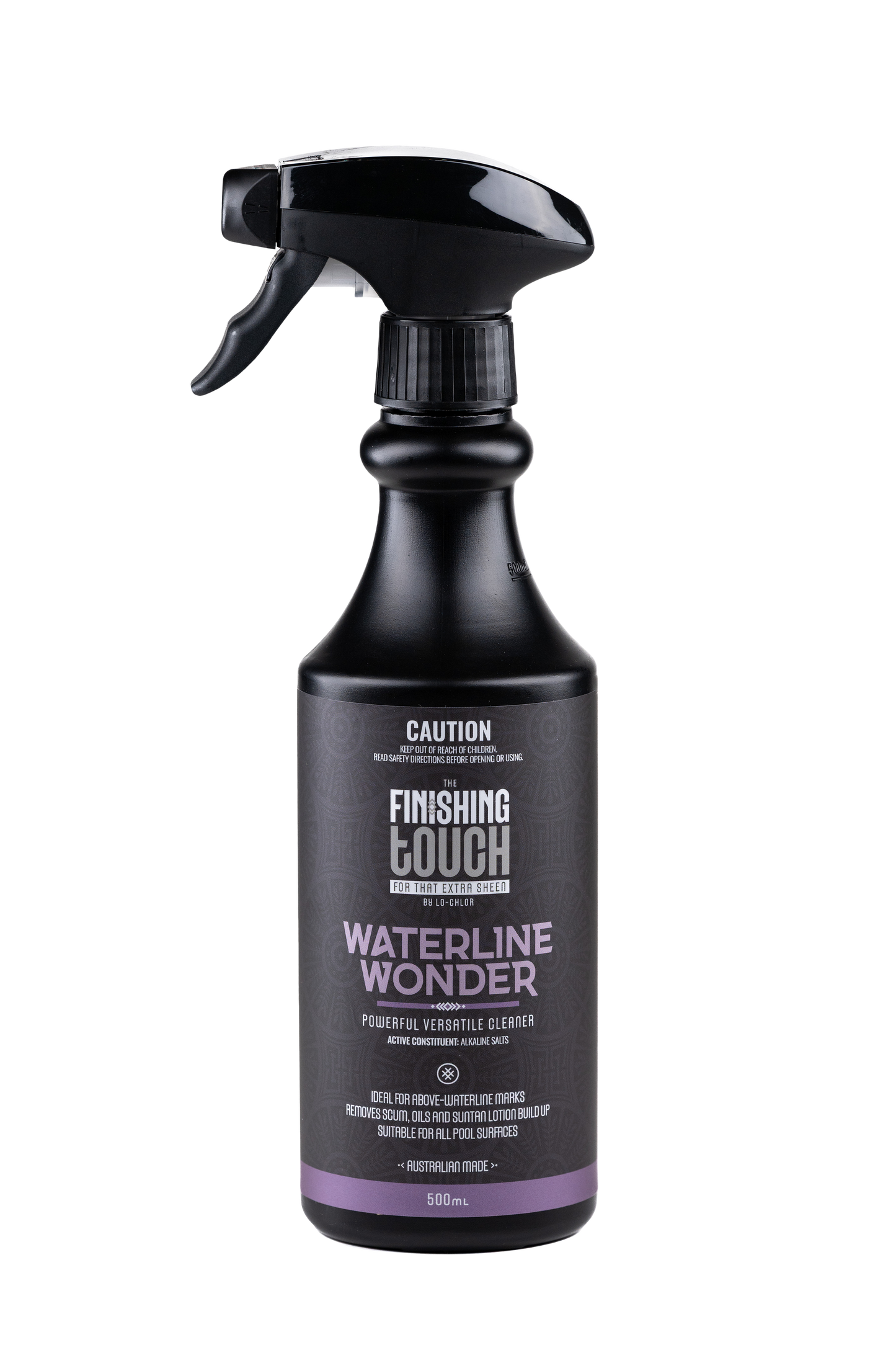 Waterline Wonder 500ml bottle for removing waterline grime from pool and spa surfaces