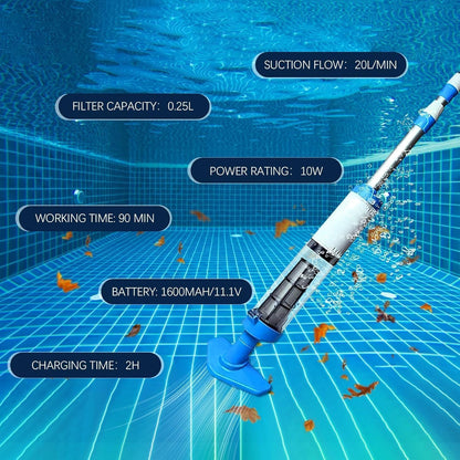 3-in-1 Cordless Pool Vacuum Cleaner – Rechargeable Spa & Pool Cleaner with Telescopic Pole