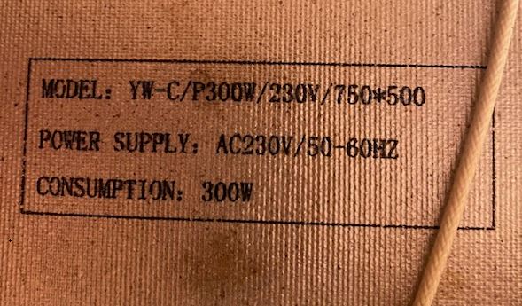 Heating Element IR Sauna 750 x 500 x 300w (Hemlock wood panels not included)