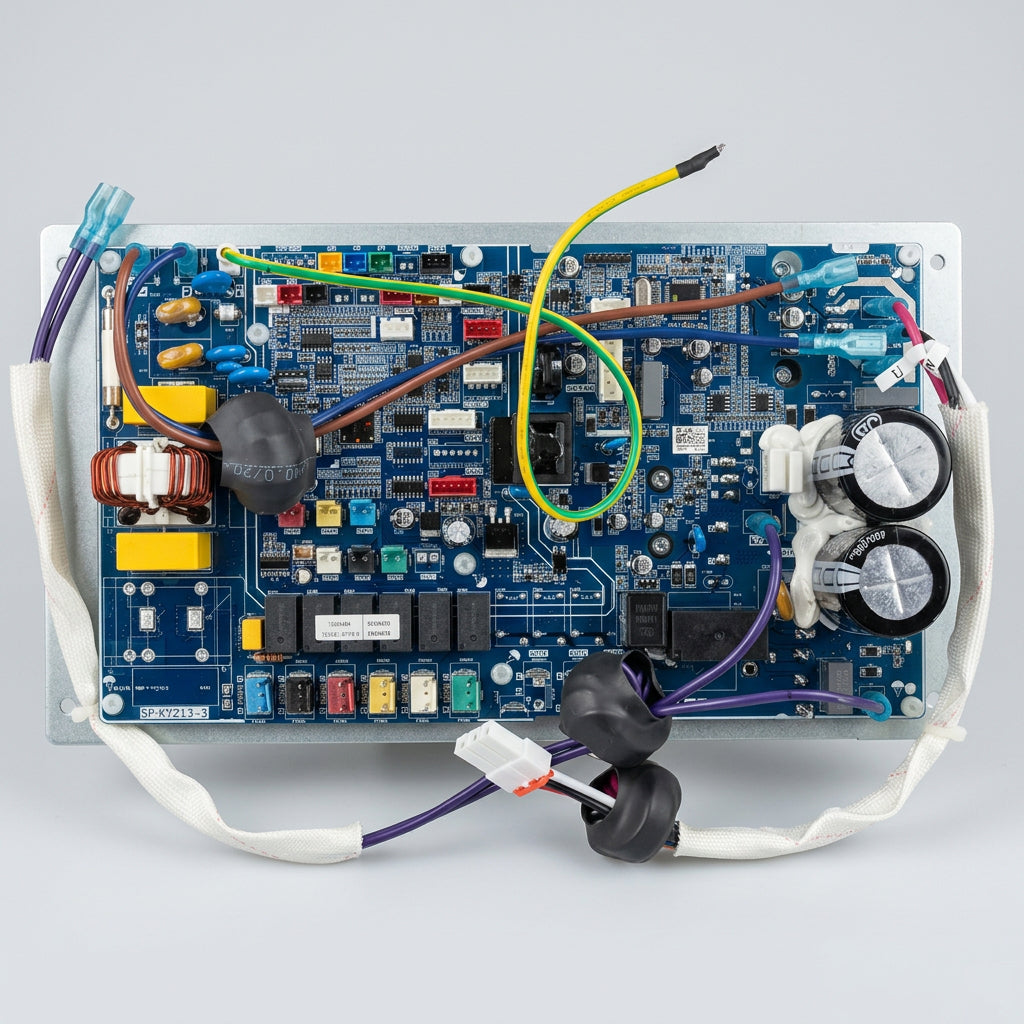 PHNIX Main Control Board PCB 72200484 for APUMHEIN09 and APUMHEIN13 inverter spa and pool heat pumps showing electronic controller assembly with compressor, fan and temperature management functions.