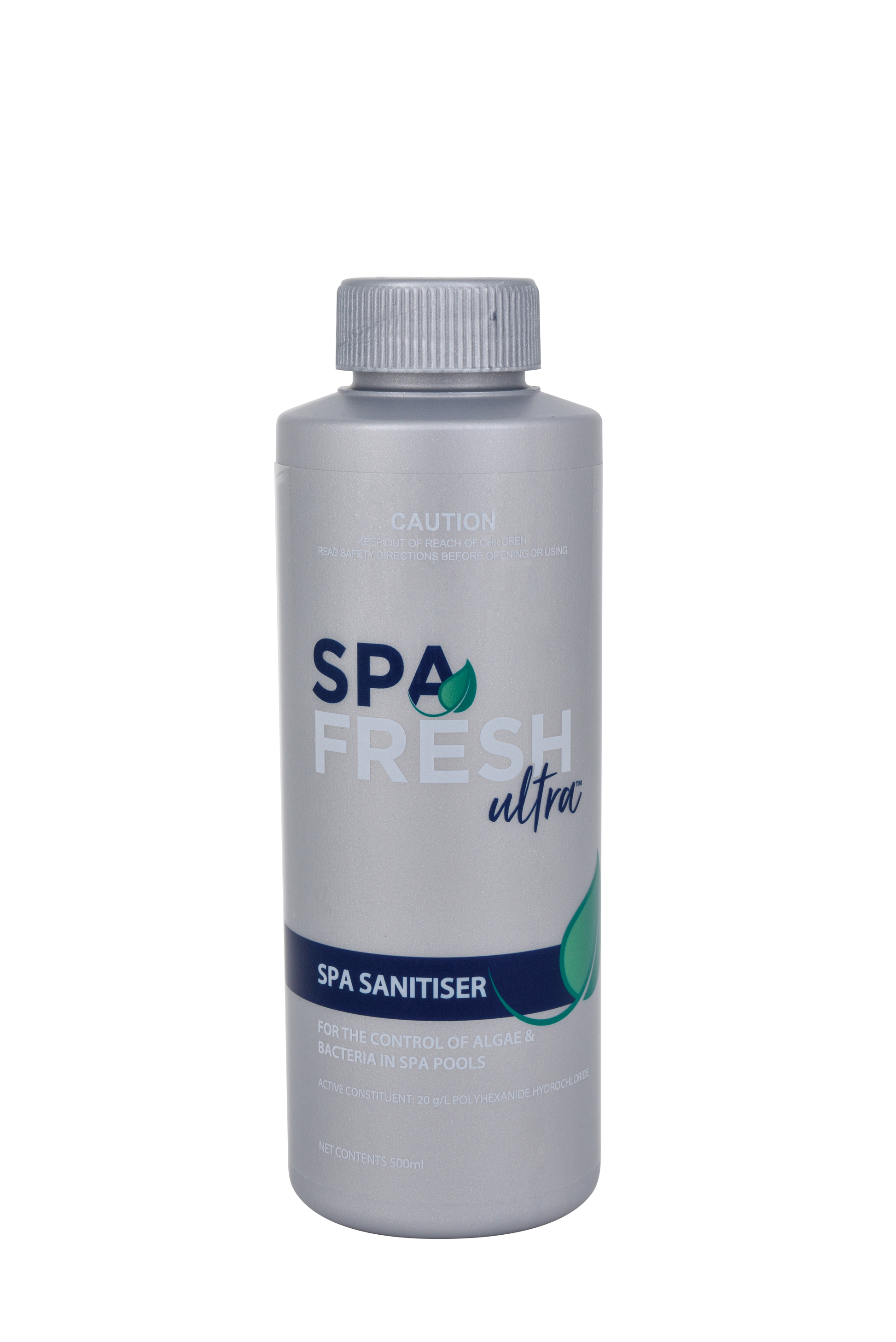 Spa Fresh Ultra Sanitiser 500ml chlorine-free spa water sanitiser bottle for bacteria and algae control in spa pools.