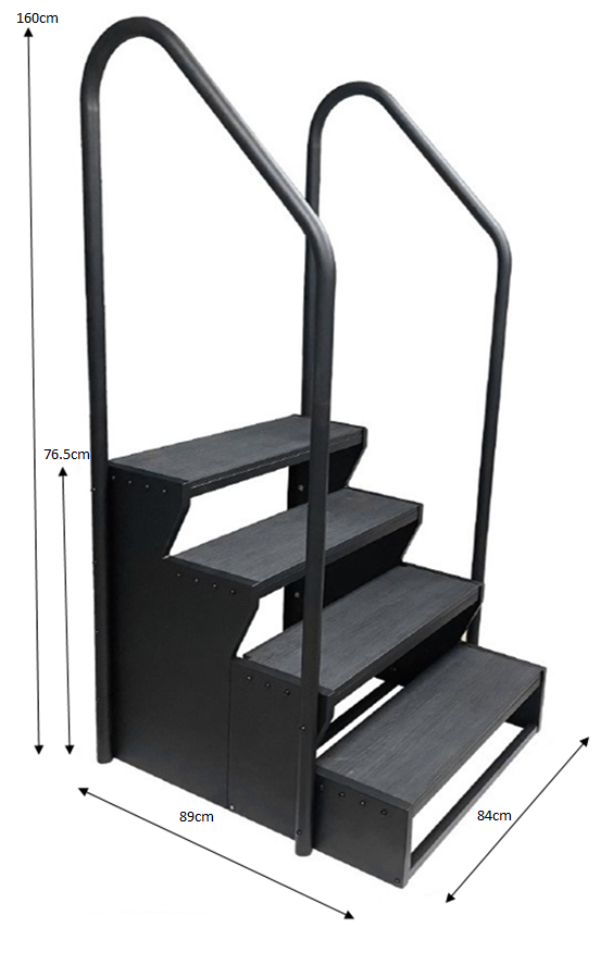 Swim Spa Steps 4 Tier Charcoal with Dual Hand Rails