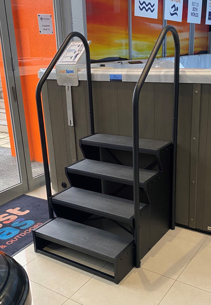 Swim Spa Steps 4 Tier Charcoal with Dual Hand Rails