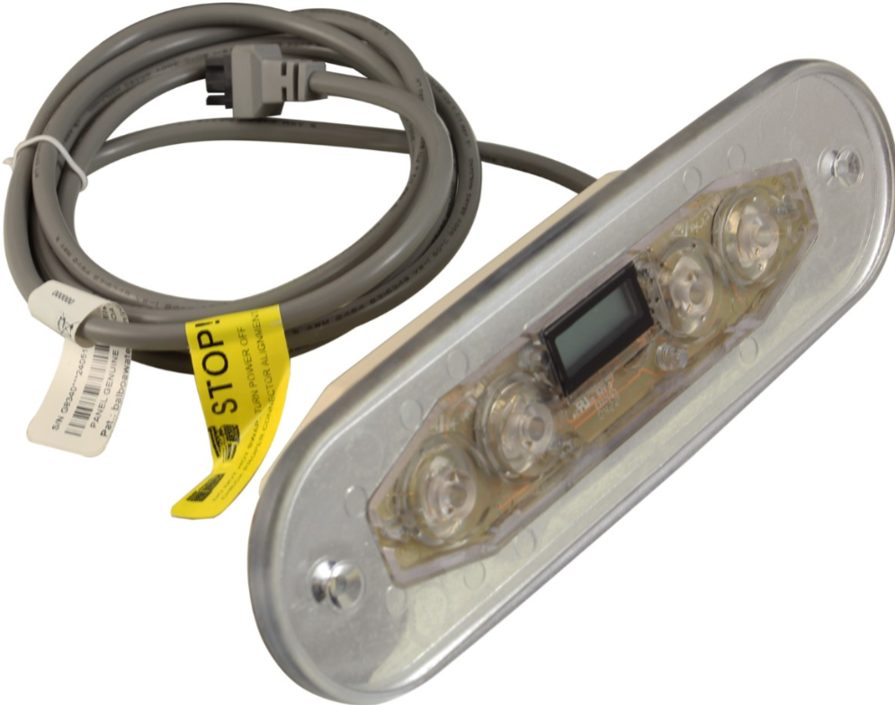 Balboa ML400 control panel with LCD screen and four buttons for jets, aux, temperature, and light, supplied without overlay