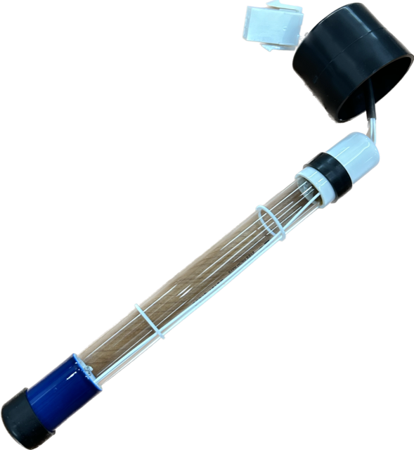 Balboa Ultraviolet Tube 25906 (54906) for WAVETEC254™ UV spa sanitizers, featuring a clear UV‑C lamp with black end cap and connector, designed for chemical‑free disinfection