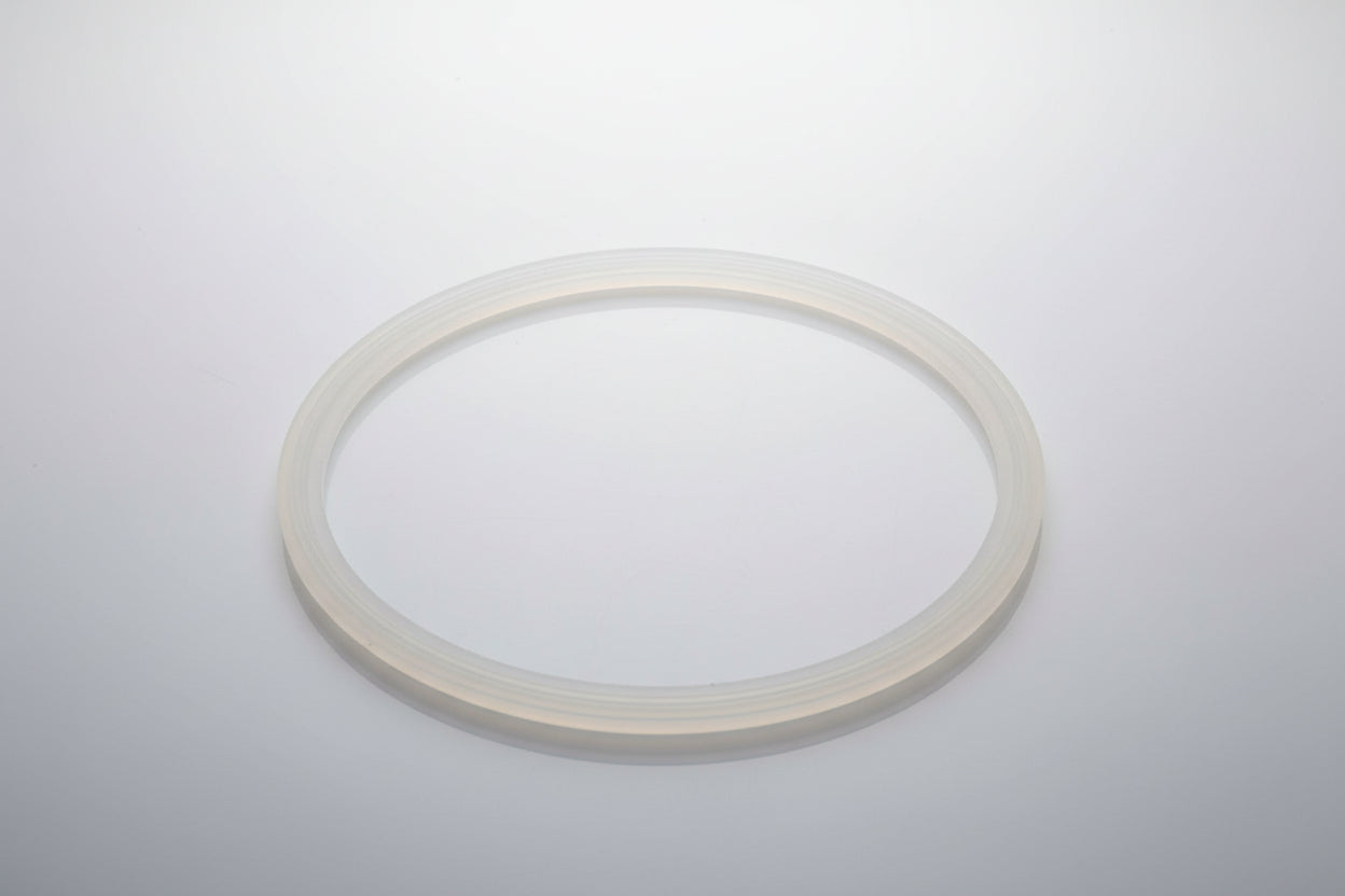 Clear circular gasket for Balboa 50mm diverter assemblies, approx. 104 mm outer and 60 mm inner diameter, designed to create a watertight seal in spa plumbing systems.