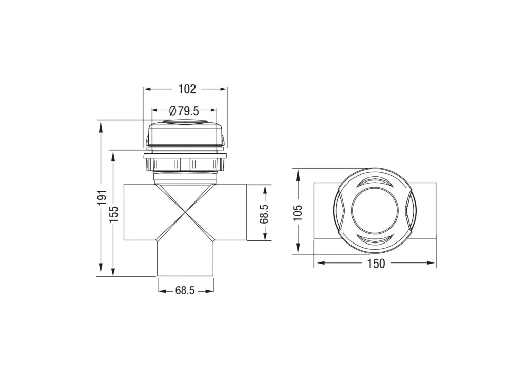 Spa LVS Diverter Valve 50mm 3 Way Black