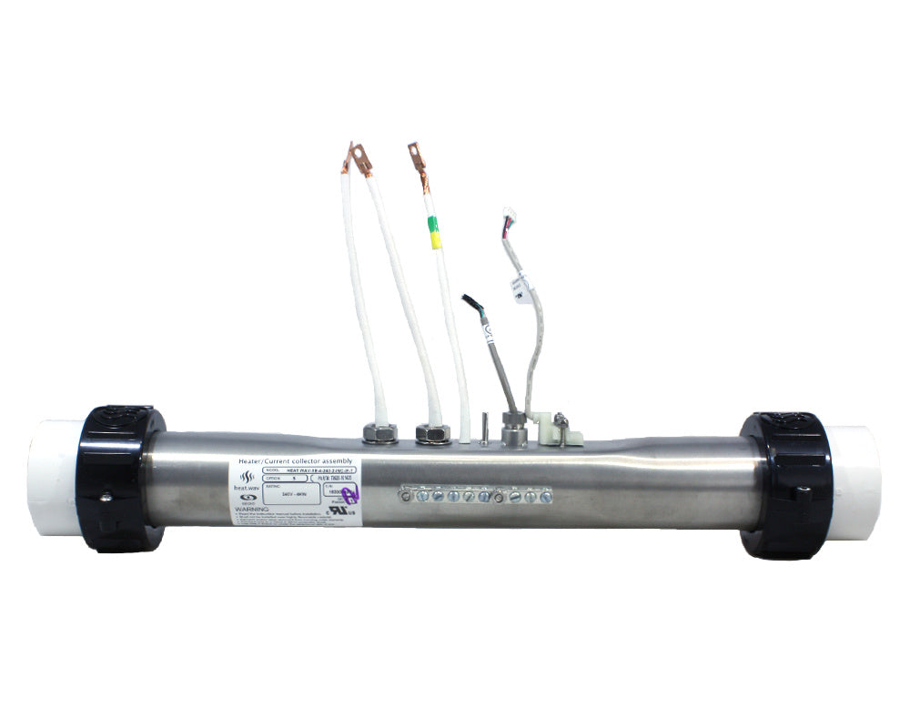 Gecko AEware HEAT.WAV 3kW Heater Tube 9920‑101458 with flow and temperature probes, stainless‑steel body and 2-inch unions