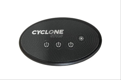 “Gecko IN.K120 oval auxiliary control panel with four buttons and Cyclone overlay design.” 0607-005021