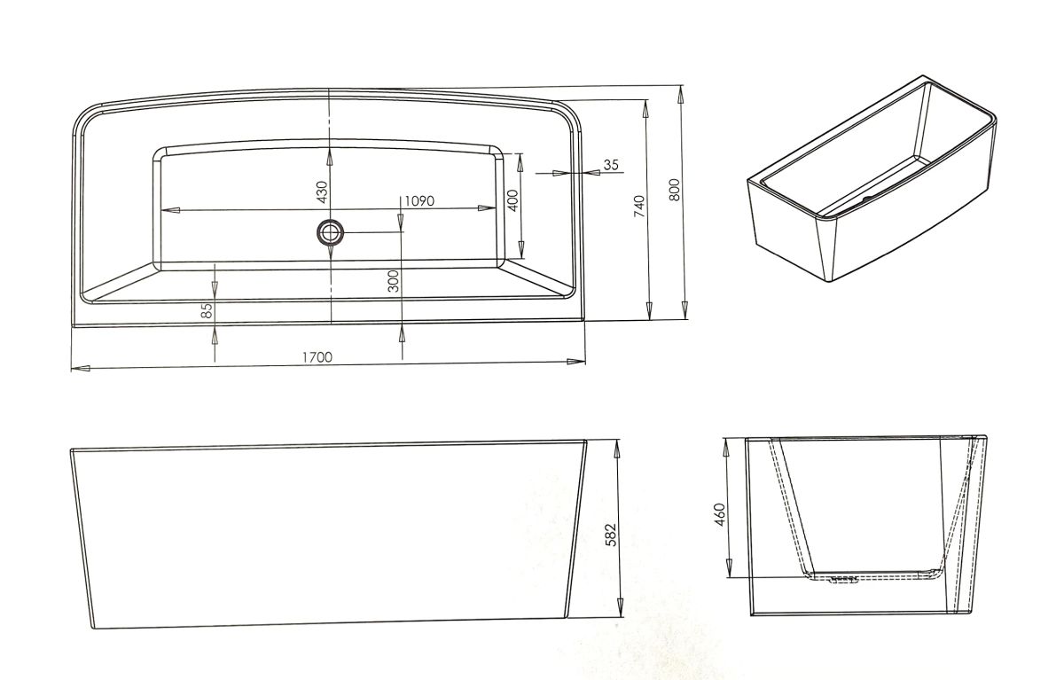 Lanark Bath Free Standing Dido White Right