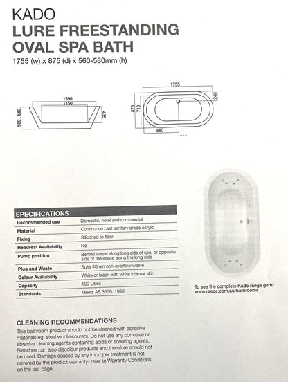 Lanark Bath Free Standing Kado Black and White