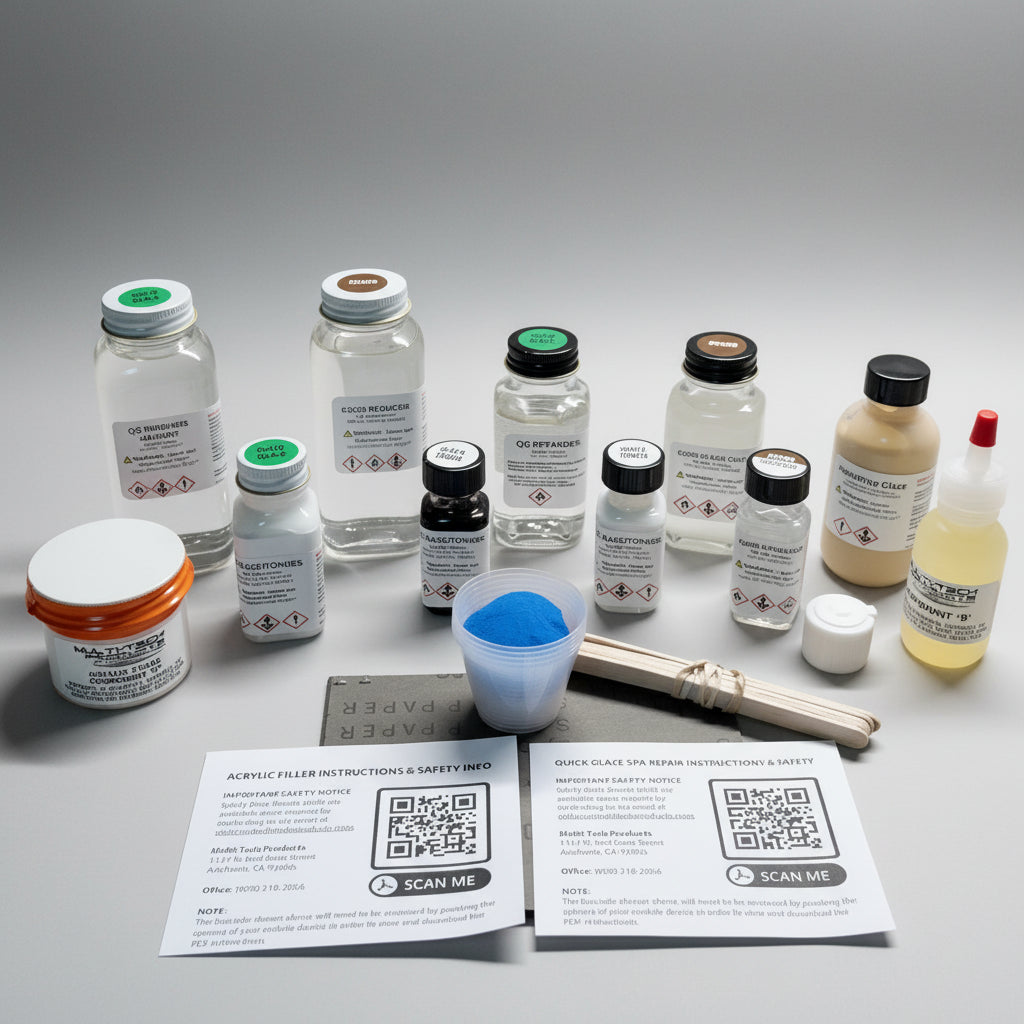 Quick Glaze acrylic repair kit in Midnight Canyon colour, 3oz bottle for repairing spa and bath acrylic surfaces