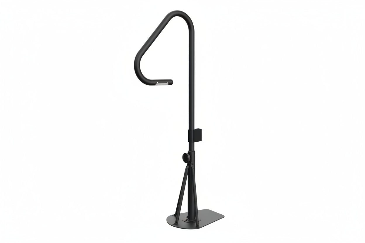 spa handrail, hot tub handrail, spa safety rail, spa exit rail, hot tub safety handrail, adjustable spa handrail, no drill spa handrail, spa grab bar